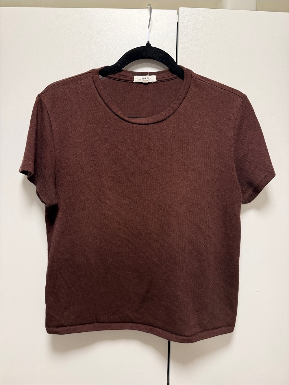 Z Supply Short Sleeve Crewneck Tee in Deep Brown